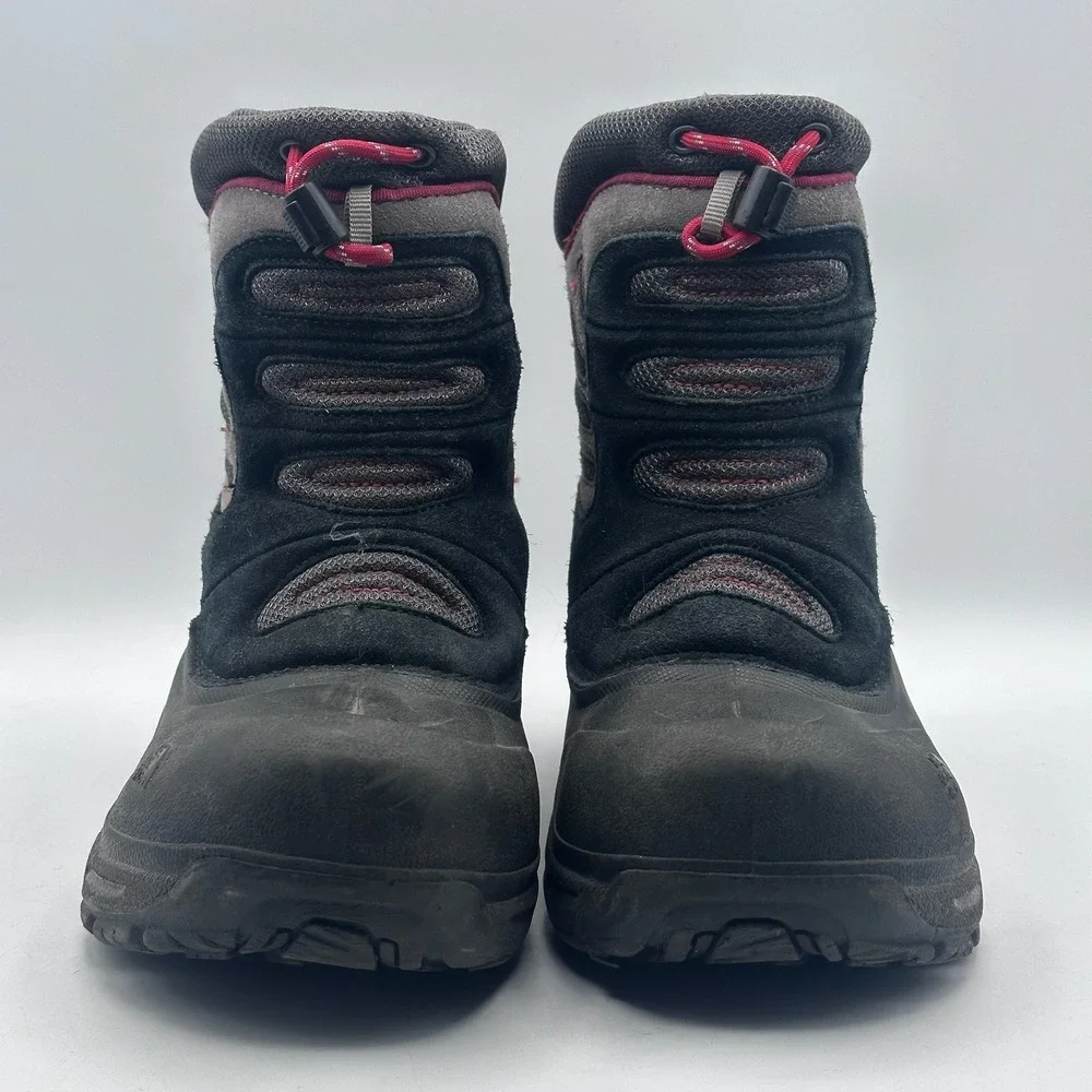 The North Face Youth‎ Snow Boots Black Red Waterproof Insulated Size 5 2533